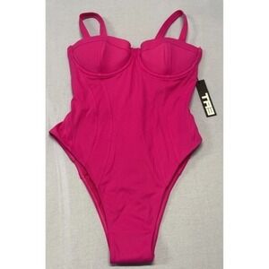 NWT TA3 Hi Cut Pushy Pink Underwire Corset Swimsuit Women's XL Short A Cup